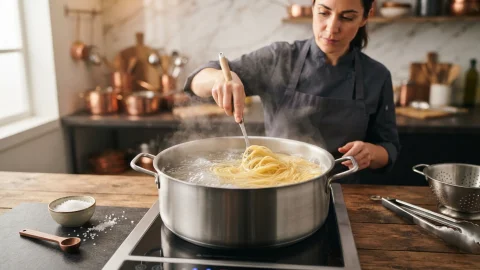 Cómo cocer pasta perfecta: agua, sal, tiempos y trucos que funcionan