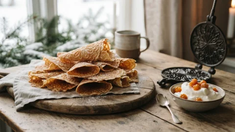Krumkake: qué es la galleta noruega, cómo se hace y con qué se rellena