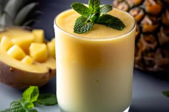 Recipe of Mango and Pineapple Milkshake with Mint