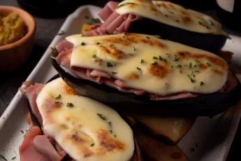 Recipe of Eggplants with ham and cheese