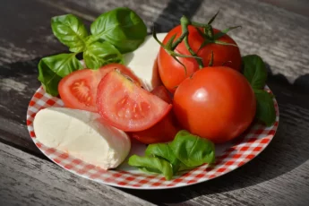Receita de Salada de tomate com burrata e óleo de manjericão