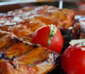 Recipe of Ribs al Merken baked eggplant stuffed with mushrooms