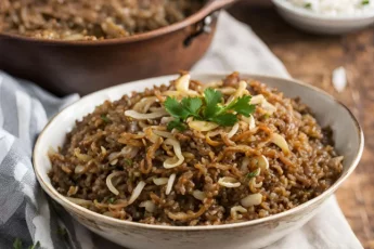 Recipe of Lentils and Rice with Crispy Onions