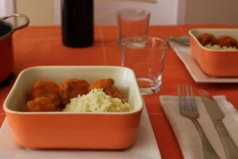 Recipe of Meatballs in orange sauce with rice pilaf