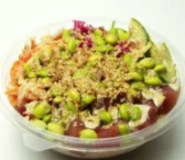 Recipe of Poké rice, salmon and avocado salad