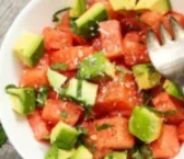 Recipe of Avocado, Watermelon, Anchovy and Yogurt Salad