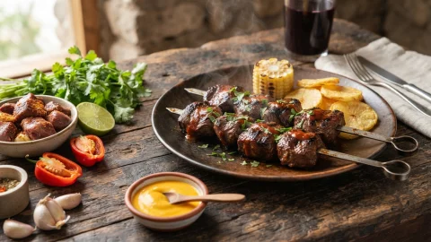 Anticuchos: receta peruana de corazón a la parrilla