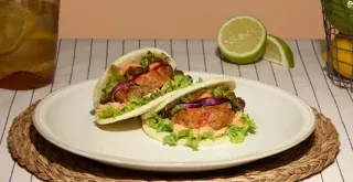 Recipe of Tomato arepa with turkey strips