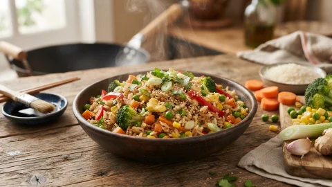 Vegetable Fried Rice in a Wok: Fluffy, Crunchy and Ready in 30 Minutes
