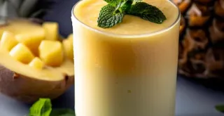 Recipe of Mango and Pineapple Milkshake with Mint