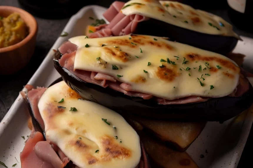 Recipe of Eggplants with ham and cheese