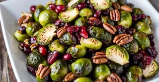 Recipe of Roasted Brussels Sprouts with Cranberries and Pecans