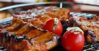 Recipe of Ribs al Merken baked eggplant stuffed with mushrooms