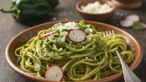 Recipe of Green spaghetti with poblano chili