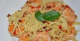 Receta de Fideos con langostinos