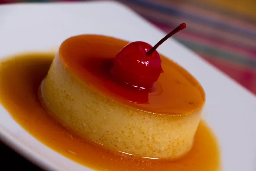 Recipe of Micro-fried egg custard with caramel