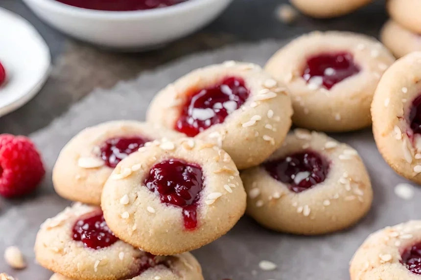 Receta de Galletas de Almendra con Frambuesa y Huella