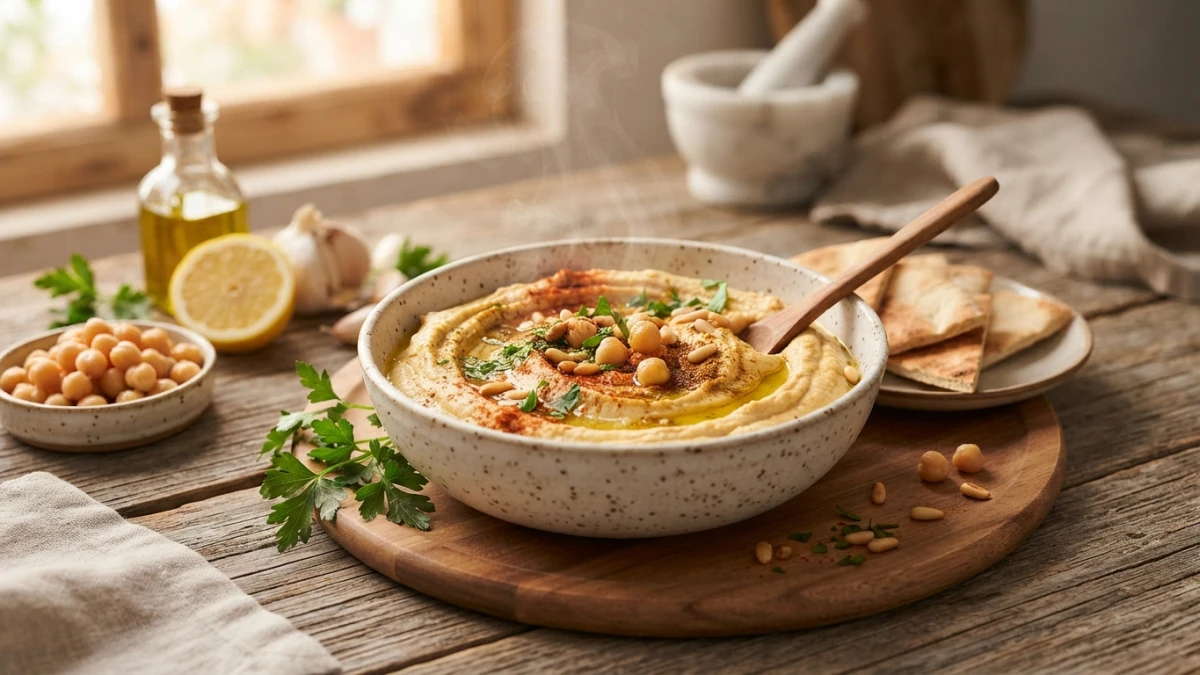 Receta de Hummus de garbanzos cremoso: receta casera en 20 minutos