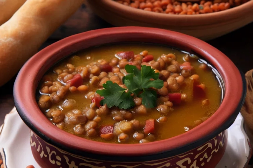 Recipe of Braised lentils with sausage.