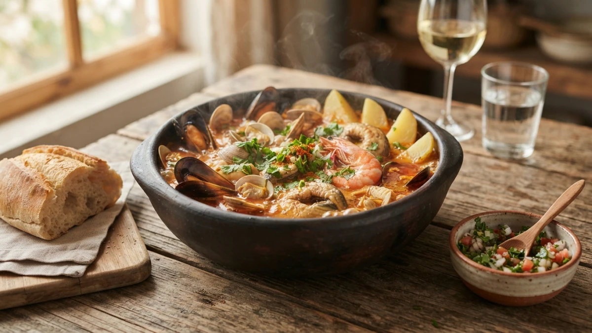 Receta de Paila marina: guiso chileno de mariscos y congrio en paila de greda