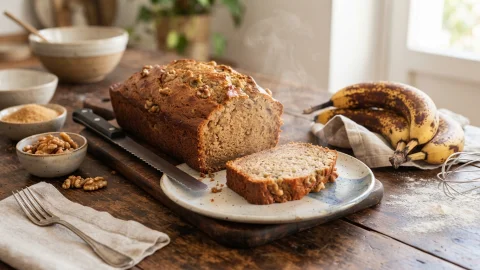 Fluffy Banana Bread: Easy Moist Recipe with Walnuts