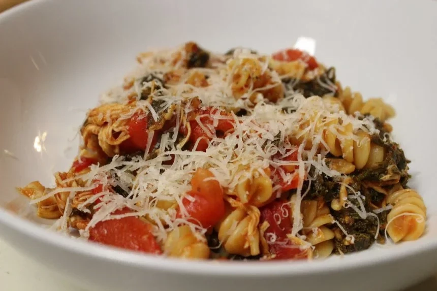 Recipe of Pasta with kale and lentils