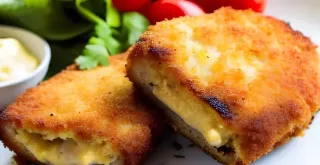 Recipe of Breaded breast stuffed with bacon and airfryer cheese.