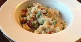 Receta de Risotto con bacon y guisantes