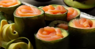 Recipe of Cucumber, salmon and avocado rolls.