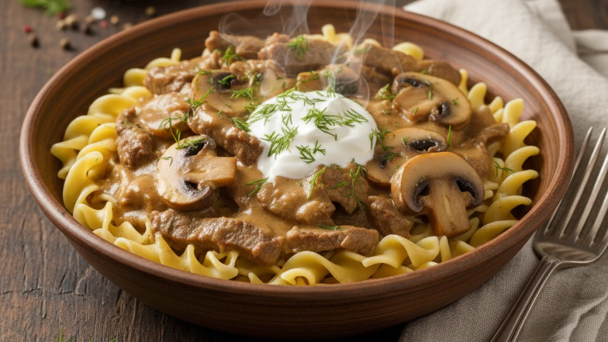 Receta de Strogonoff de Carne y Champiñones