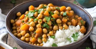 Receta de Tajín de Garbanzos con Albaricoques