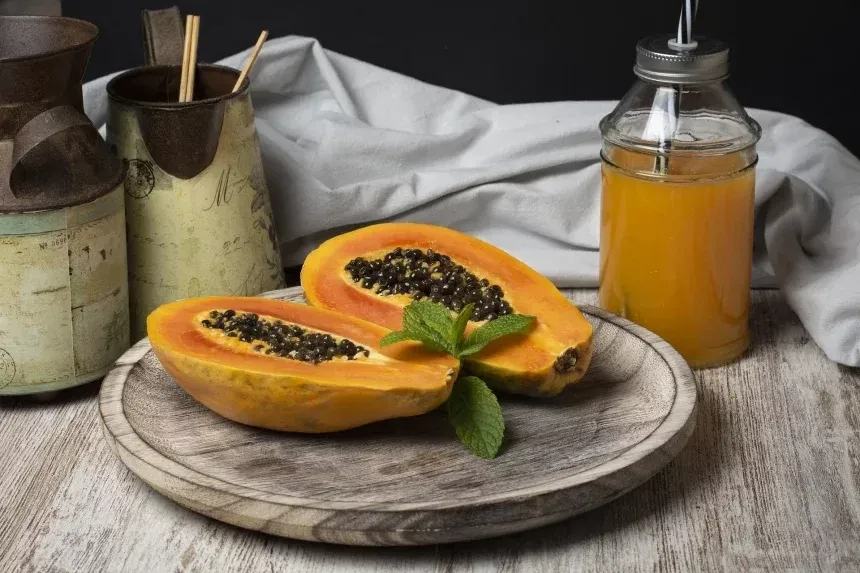 Recipe of Refreshing shot of papaya with peaches and pears